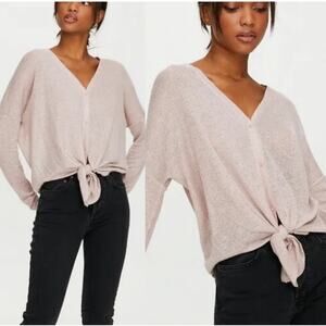Aritzia The Group Babaton Thermal Taurus Tie Cardigan Top Cream XXS